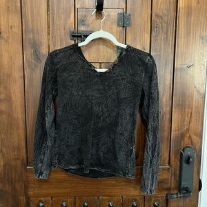 Black acid wash long sleeve shirt